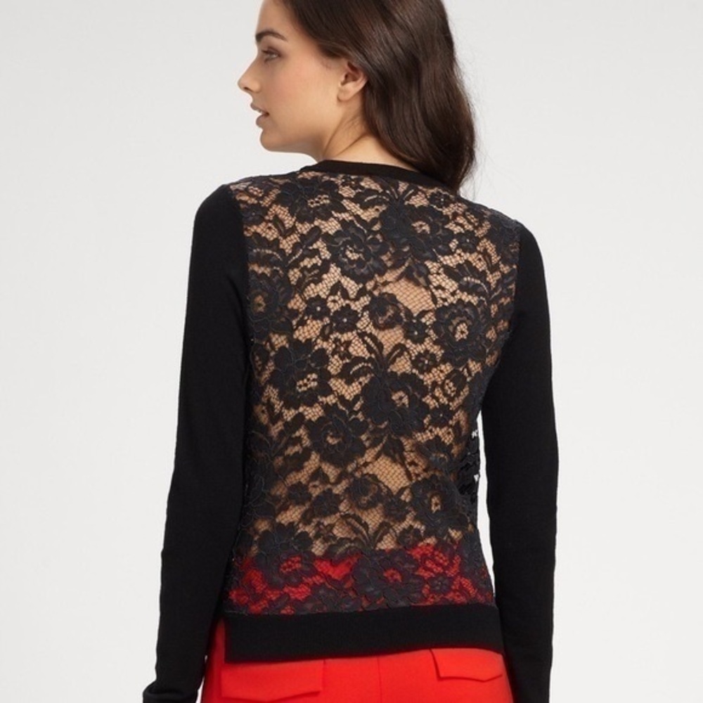 Theory Black Tommie Lace Back Evian Sweater